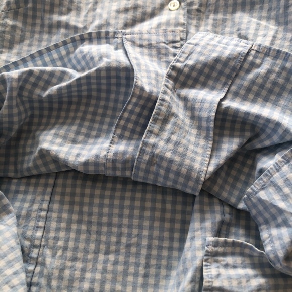 H&M US 8 Baby Blue and White Plaid Collared Buttoned Blouse 97% Cotton - Picture 10 of 12